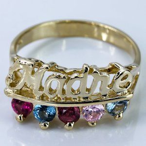 14k Yellow Gold "Madre" Mother's Ring With Colored Stones